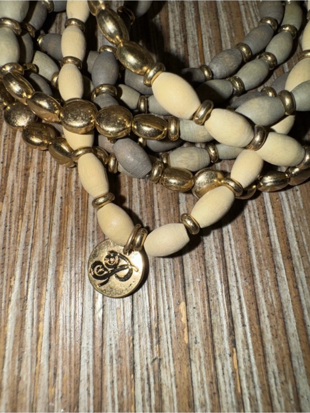 Plunder Gold-Accented Gray Beaded Tassel Earrings plus the bracelet - Picture 3 of 4